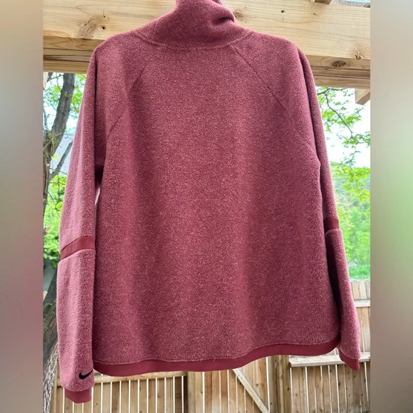 Nike Therma Funnel Neck Sweatshirt Fleece Pullover Large Burgundy Mauve - Picture 5 of 16